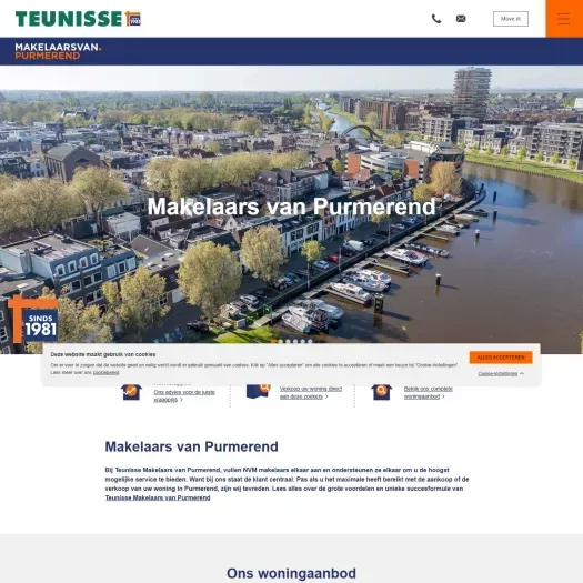 Screenshot of the website of www.teunisse.nl