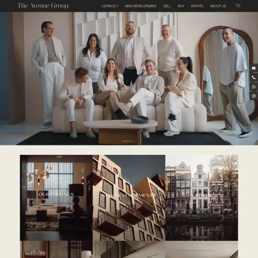 Screenshot van de website van theavenuegroup.nl