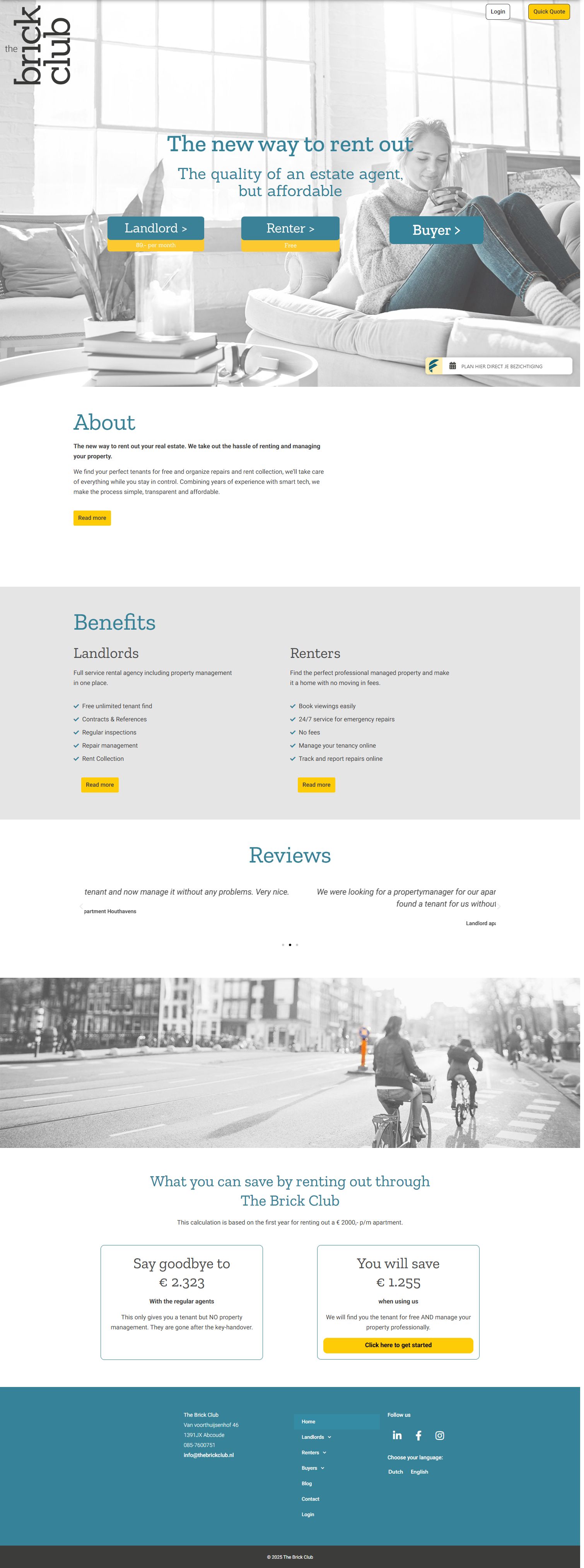 Screenshot van de website van www.thebrickclub.nl