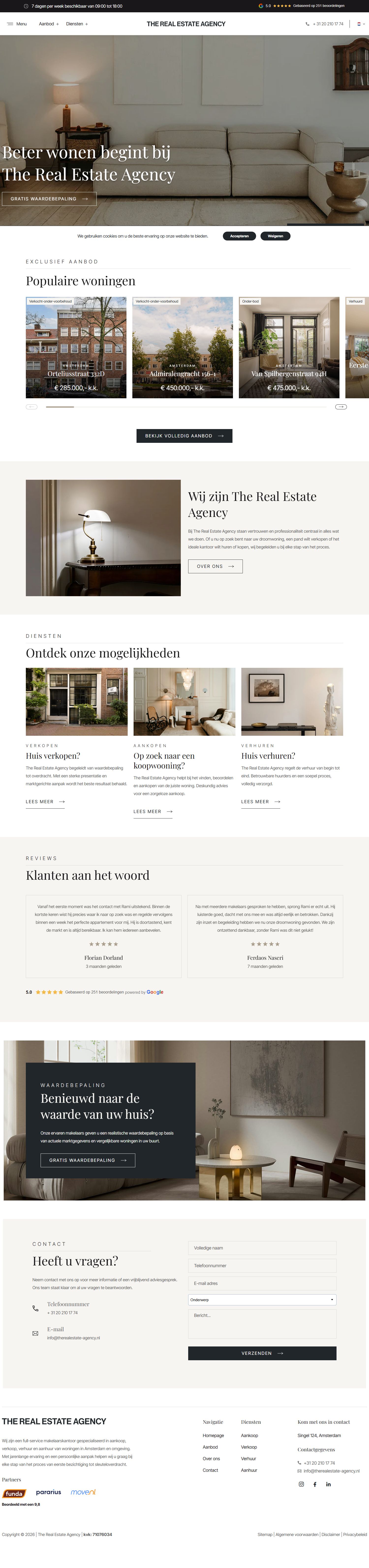 Screenshot van de website van www.therealestate-agency.nl