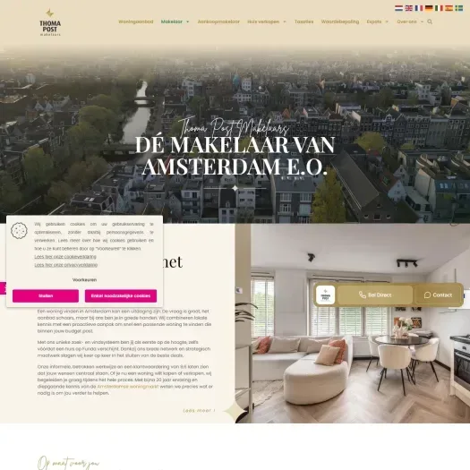 Screenshot van de website van thomapost.amsterdam