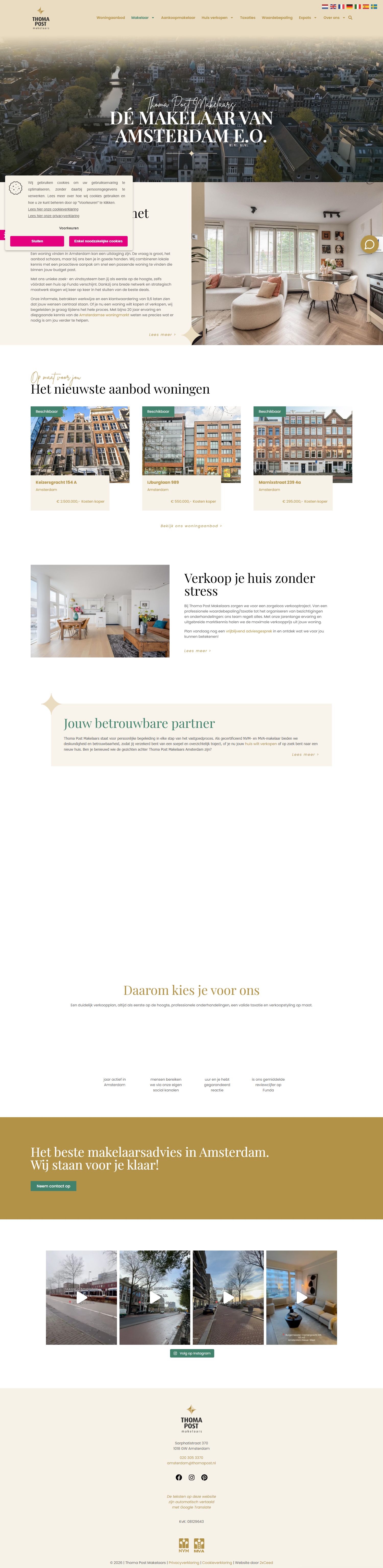 Screenshot van de website van thomapost.amsterdam