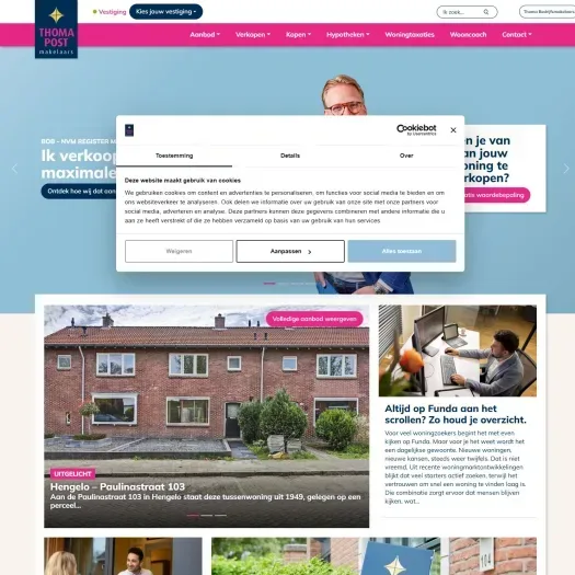 Screenshot of the website of www.thomapost.nl