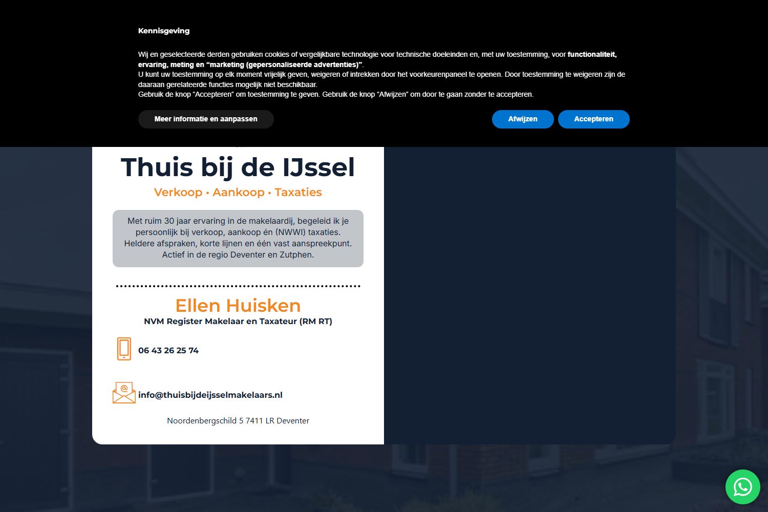 Screenshot van de website van thuisbijdeijsselmakelaars.nl