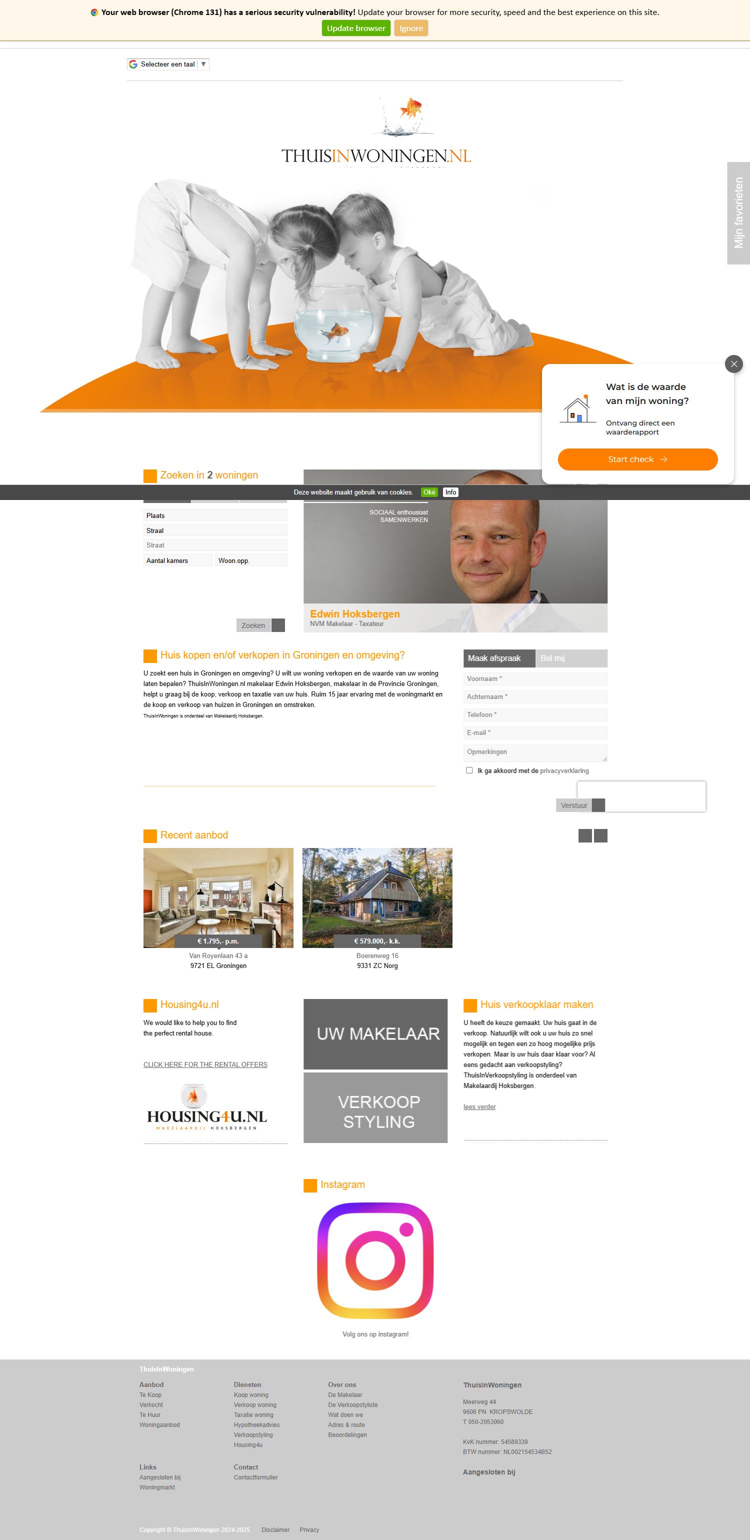 Screenshot van de website van www.thuisinwoningen.nl