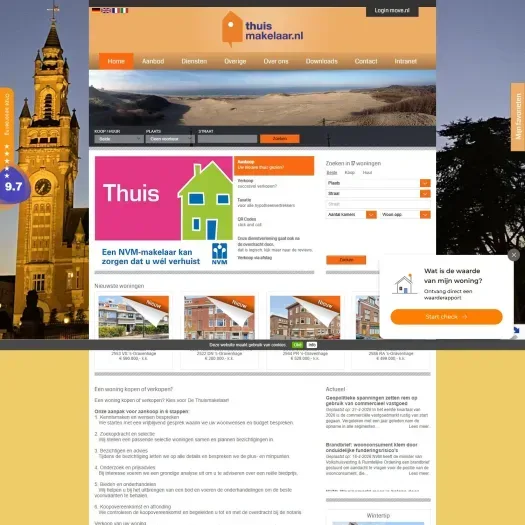 Screenshot van de website van www.thuismakelaar.nl