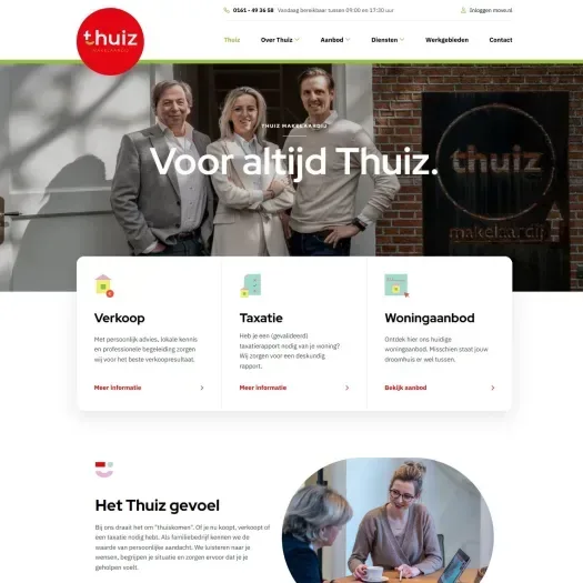 Screenshot van de website van www.thuiz-makelaardij.nl