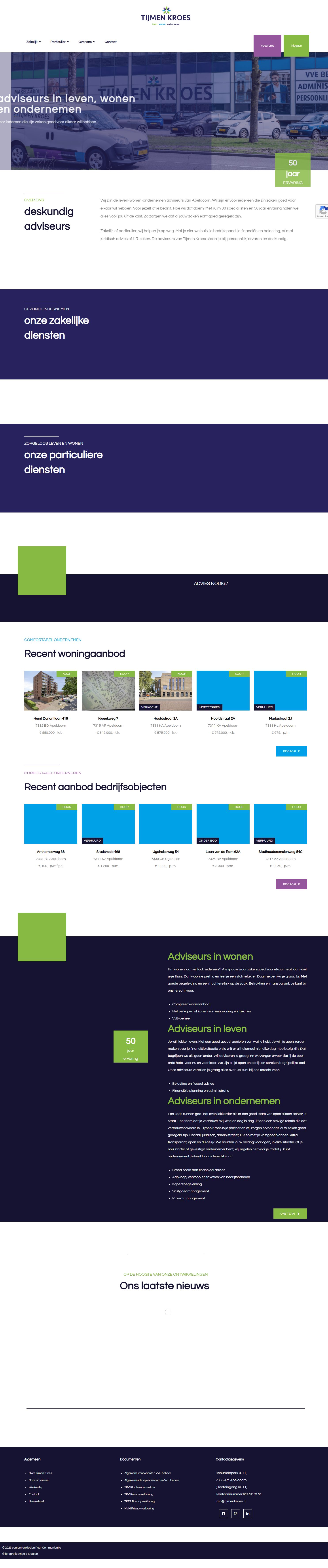 Screenshot van de website van www.tijmenkroes.nl