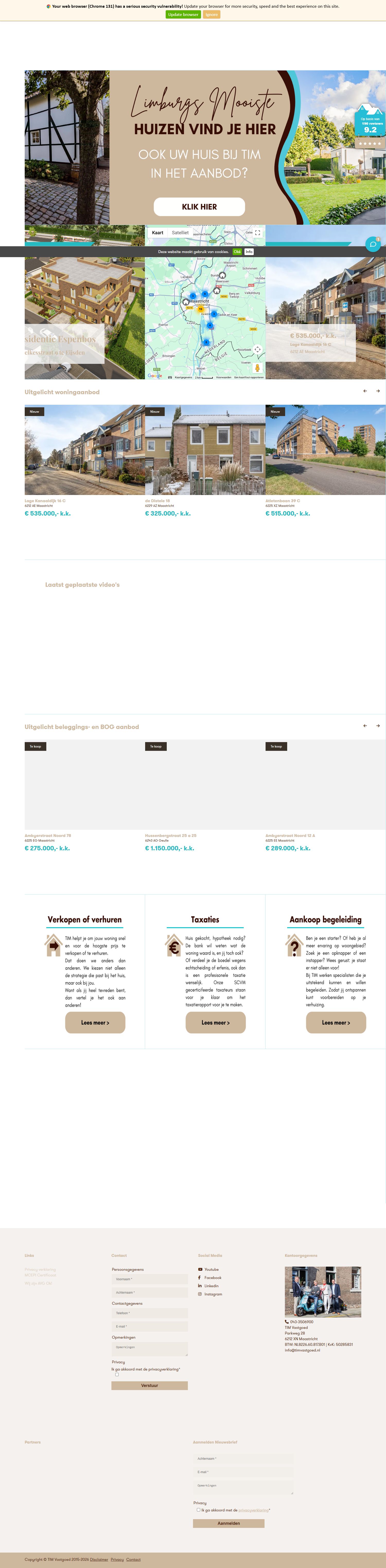 Screenshot van de website van www.timvastgoed.nl