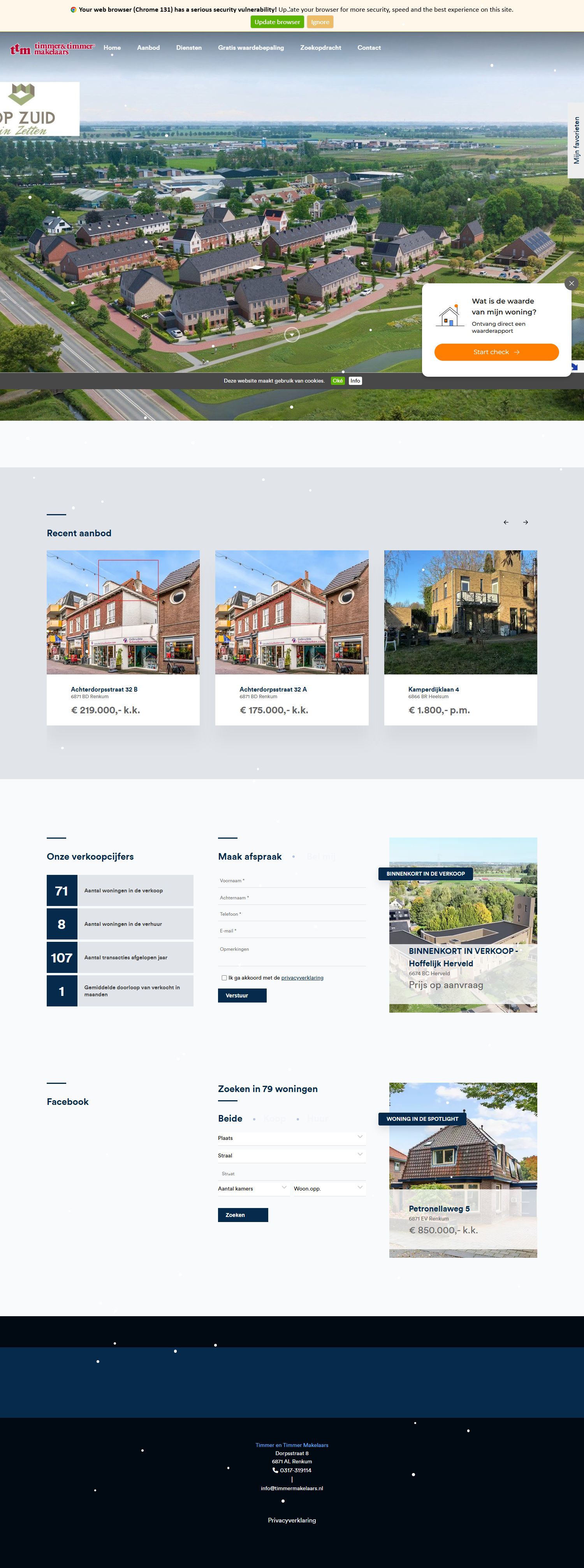 Screenshot van de website van www.timmermakelaars.nl
