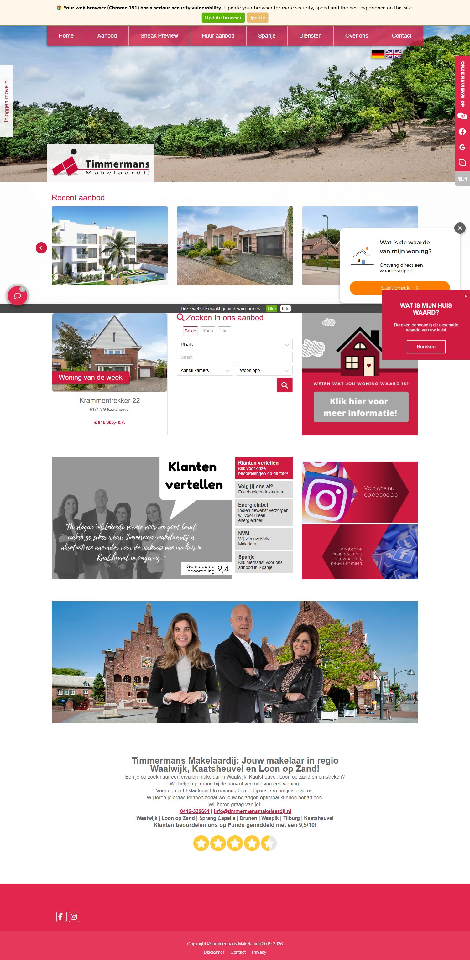 Screenshot van de website van www.timmermansmakelaardij.nl