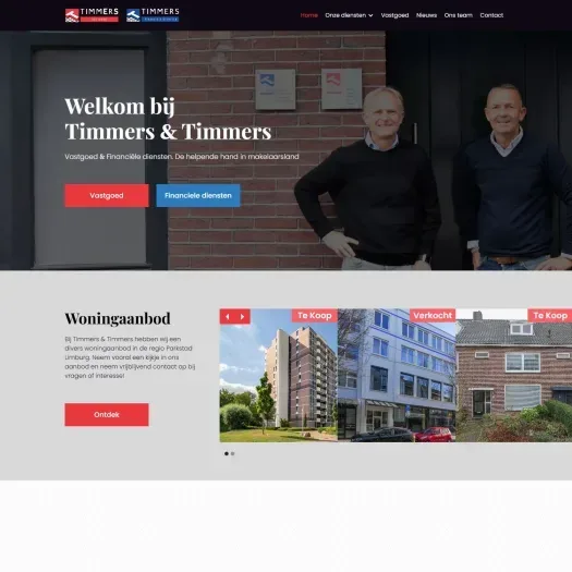 Screenshot van de website van timmersentimmers.nl