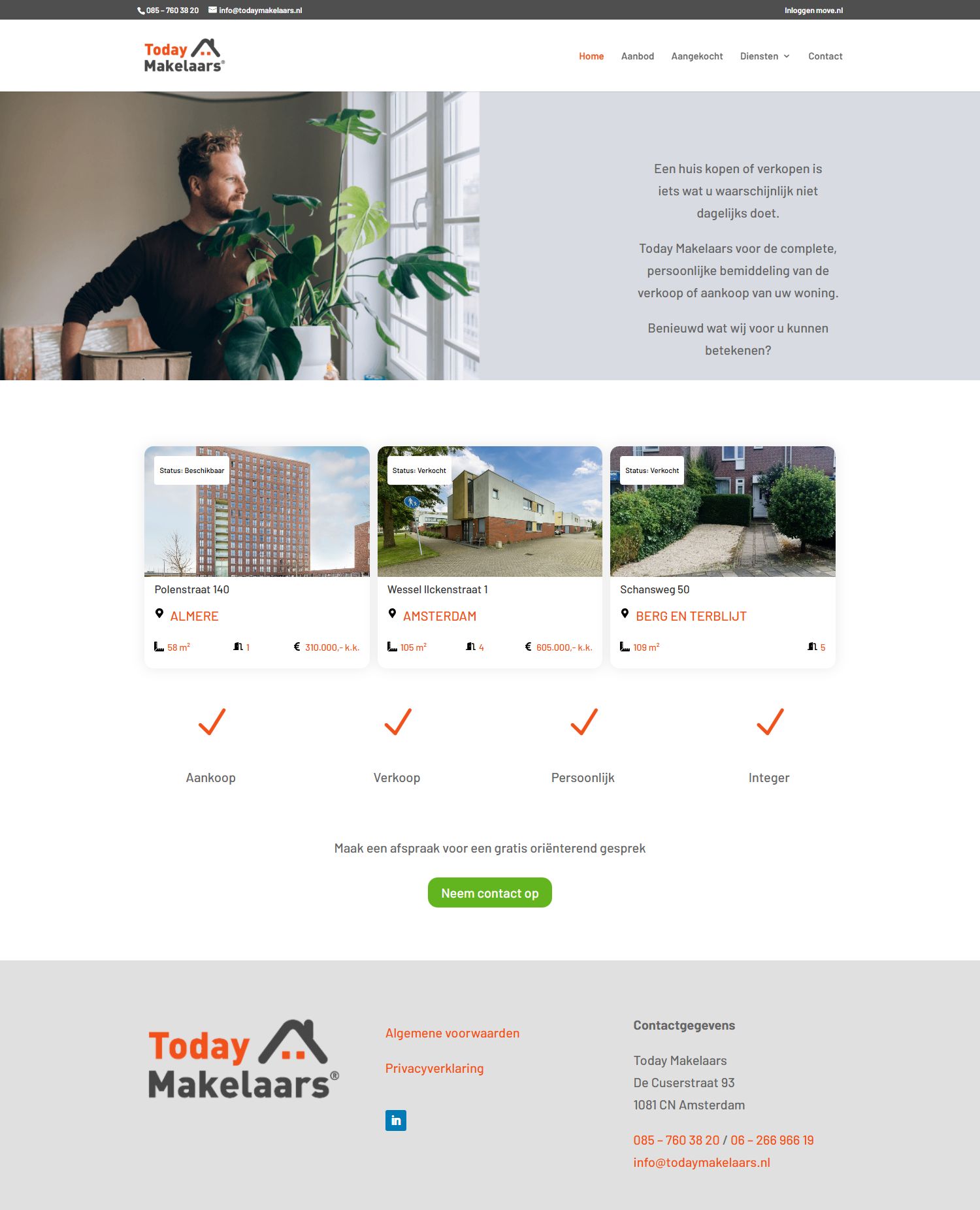 Screenshot van de website van todaymakelaars.nl