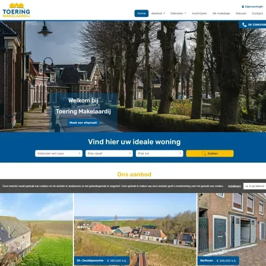 Screenshot van de website van www.toeringmakelaardij.nl