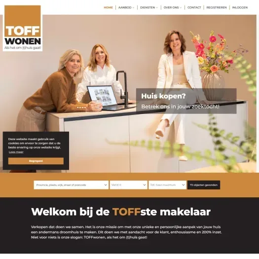 Screenshot der Website von www.toffwonen.nl