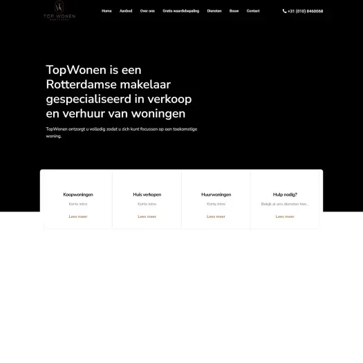 Screenshot van de website van www.top-wonen.nl