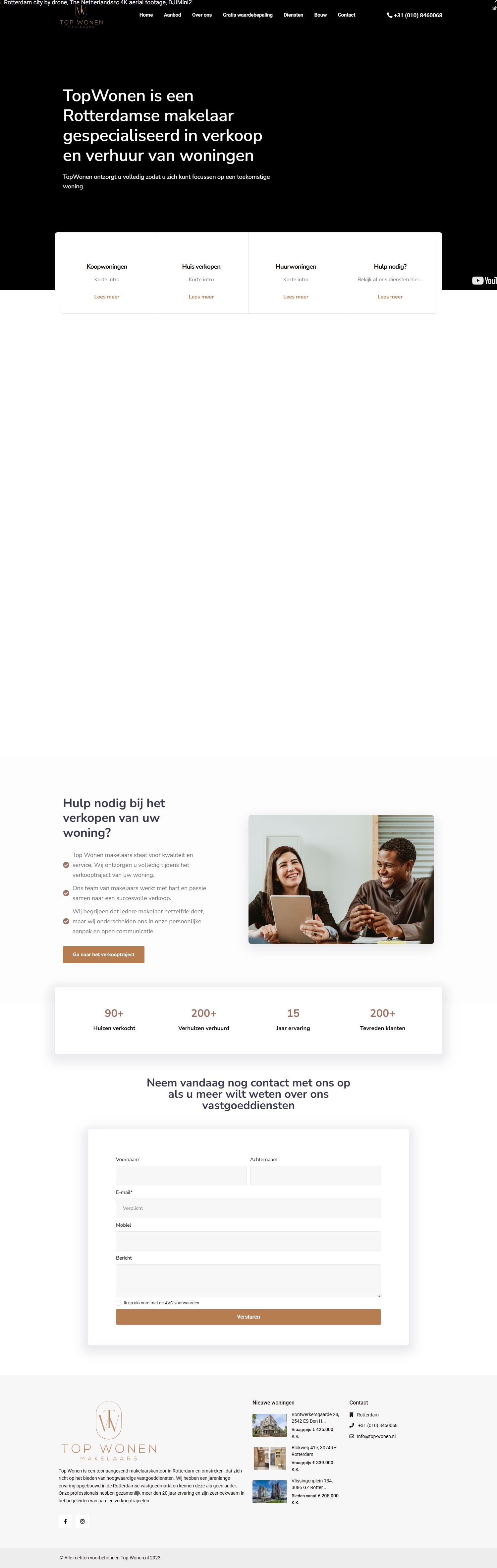Screenshot van de website van www.top-wonen.nl