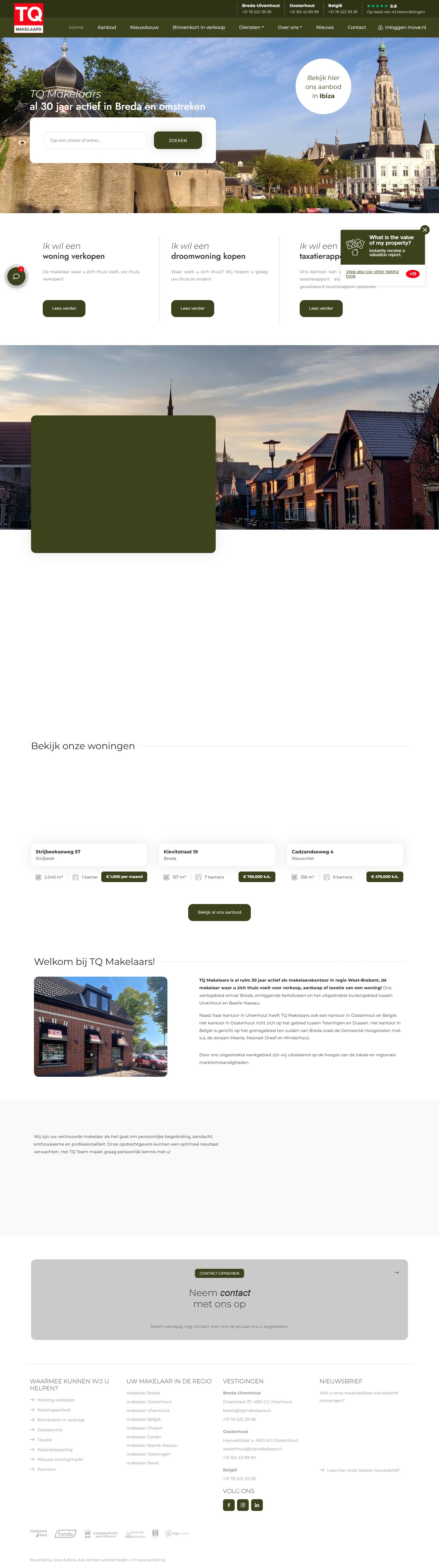 Screenshot van de website van www.tqmakelaars.nl