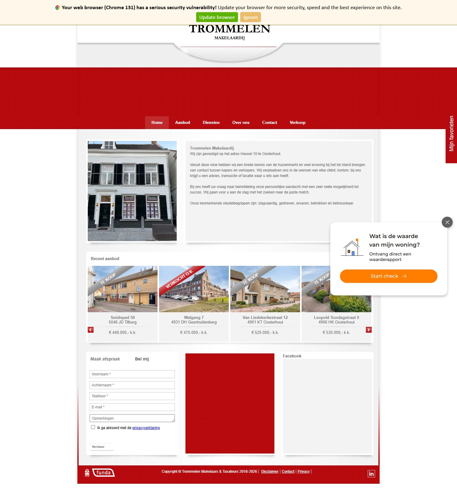 Screenshot van de website van www.trommelenmakelaardij.nl