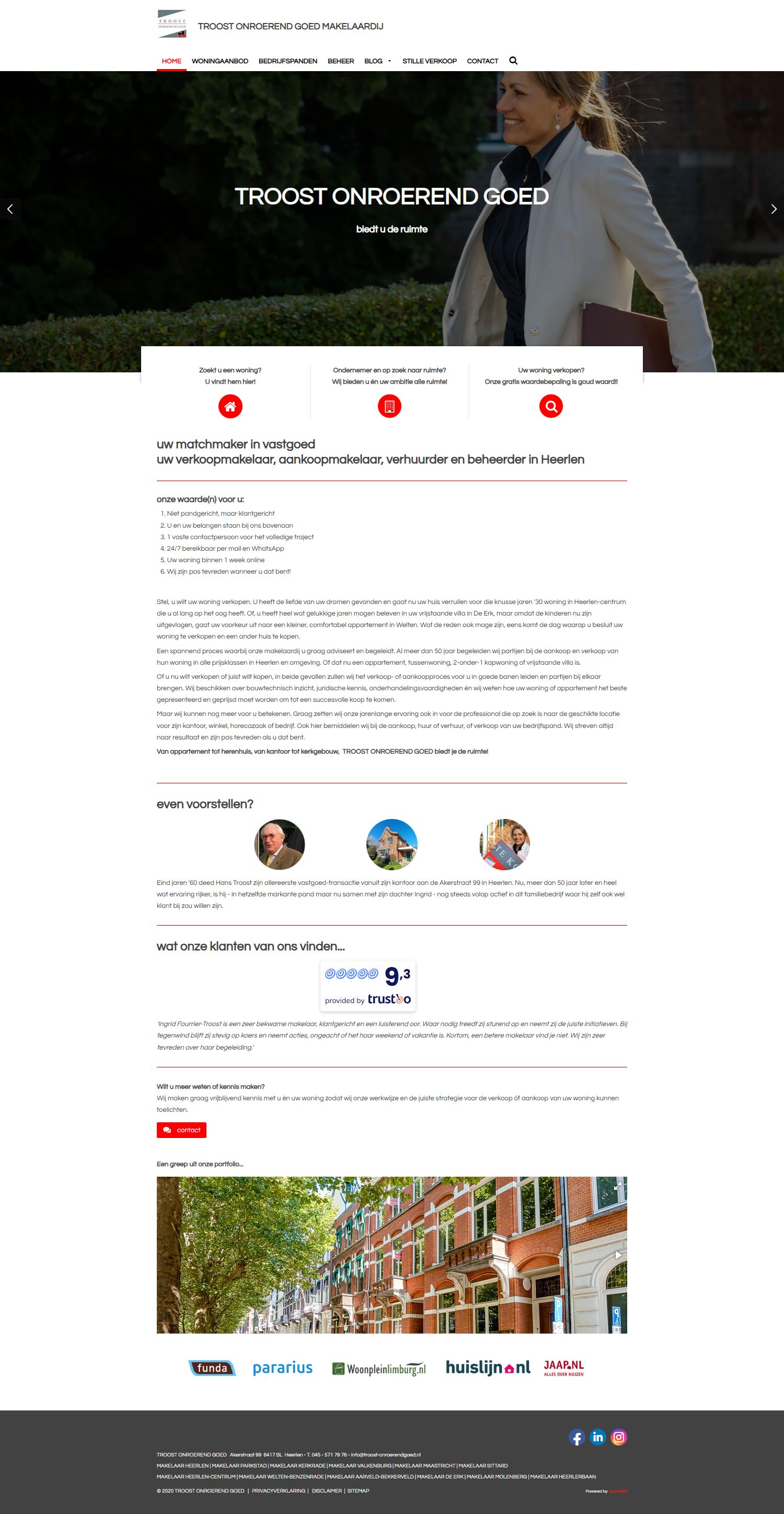 Screenshot van de website van www.troost-onroerendgoed.nl