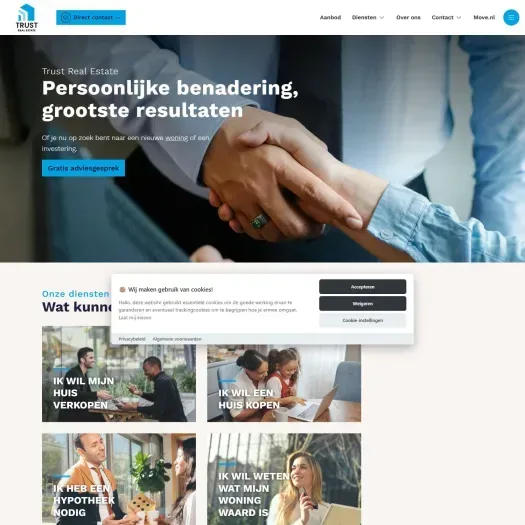 Screenshot of the website of www.trustrealestate.nl
