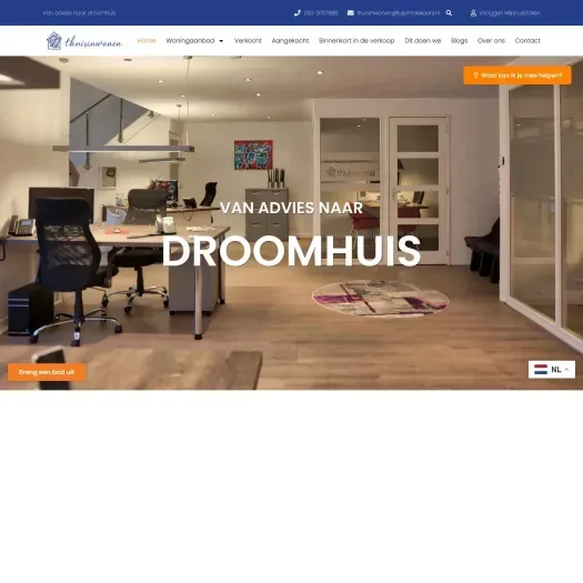 Screenshot van de website van www.thuisinwonen.nl