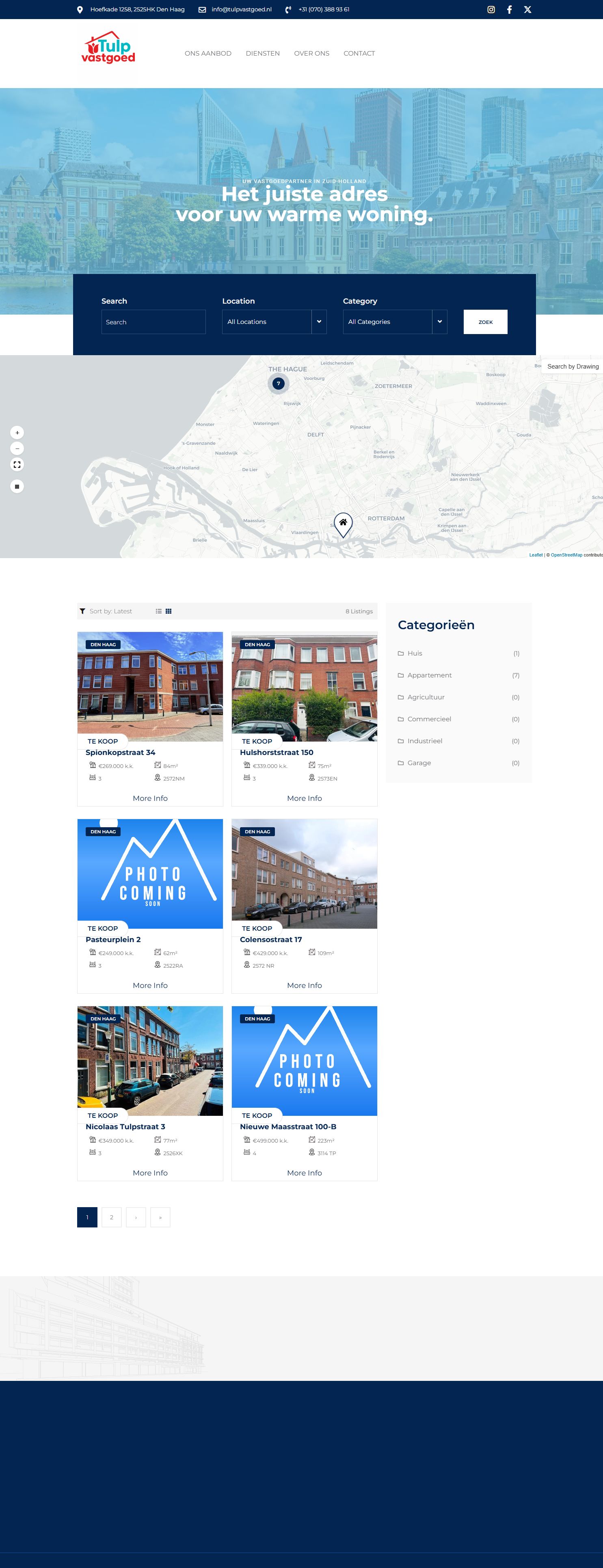 Screenshot van de website van www.tulpvastgoed.nl