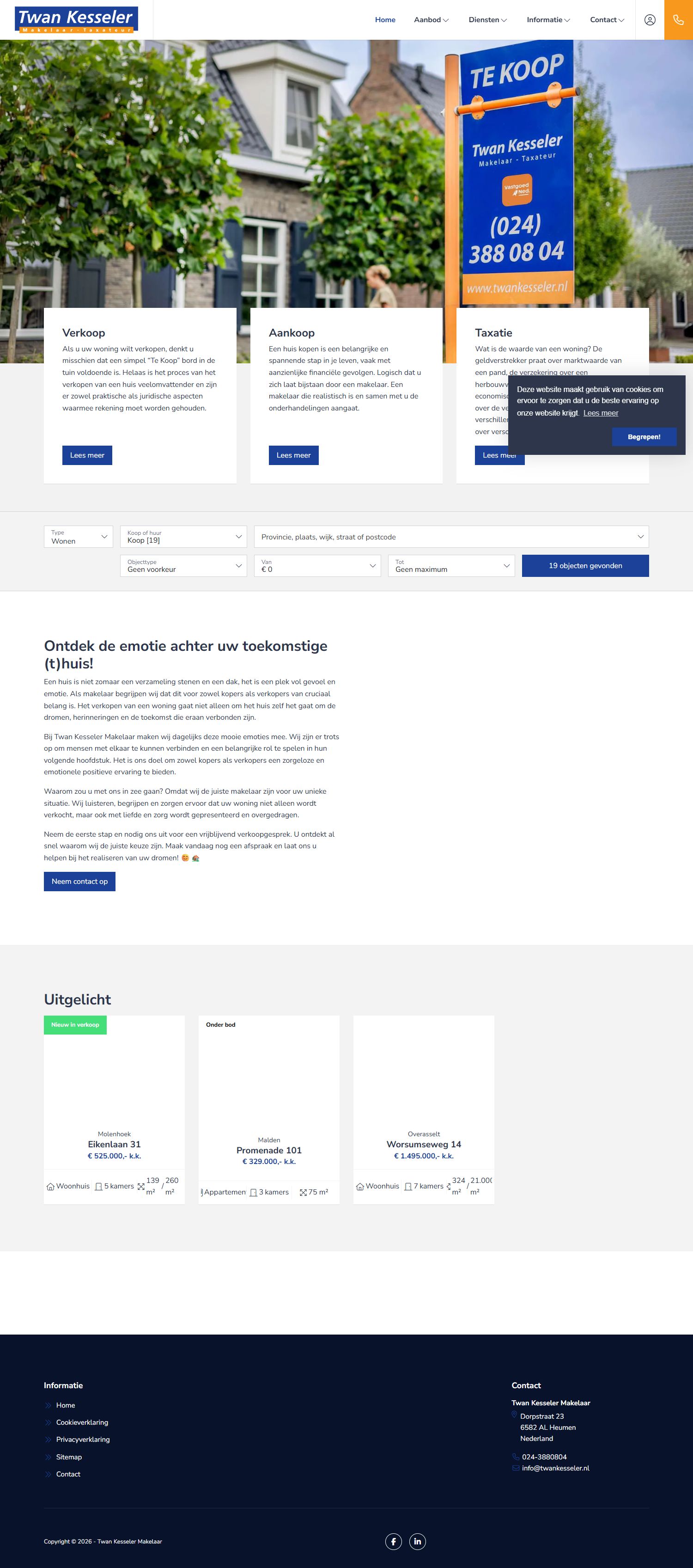 Screenshot van de website van www.twankesseler.nl