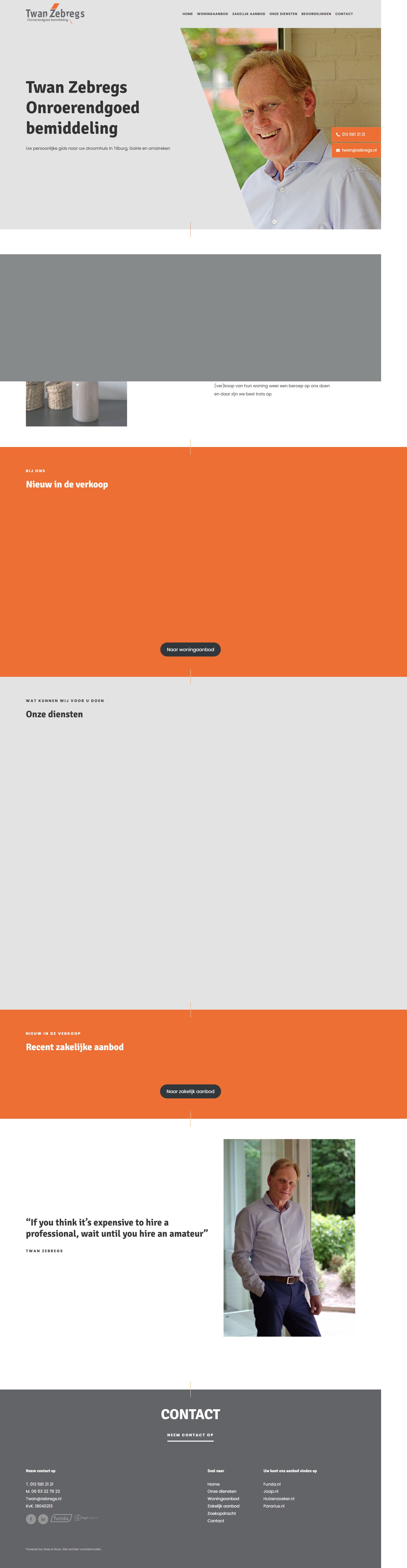 Screenshot van de website van www.zebregs.nl