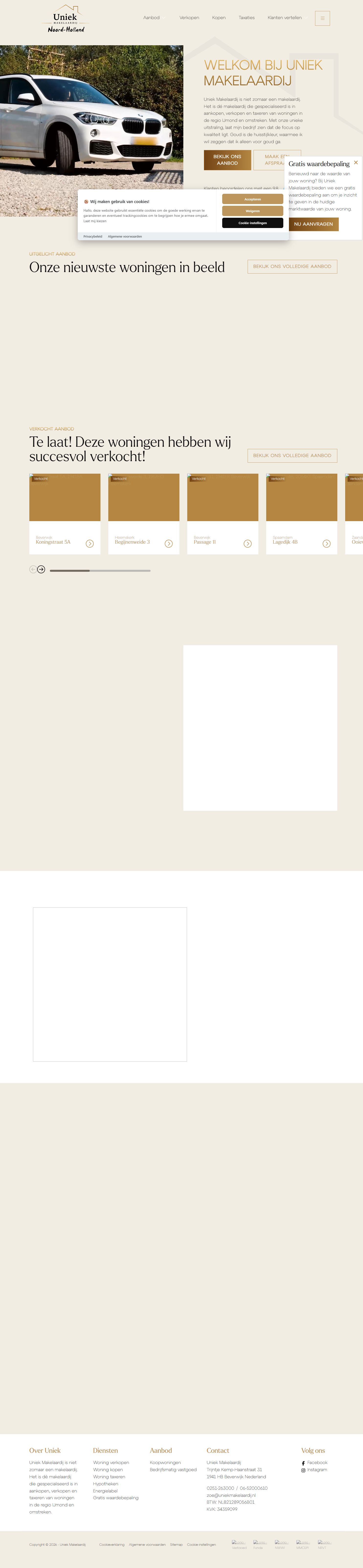 Screenshot van de website van www.uniekmakelaardij.nl