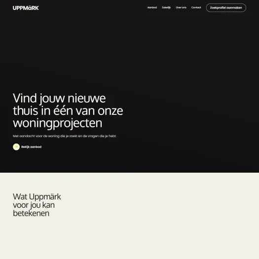 Screenshot van de website van uppmark.nl