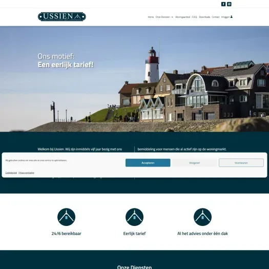 Screenshot van de website van www.ussien.nl