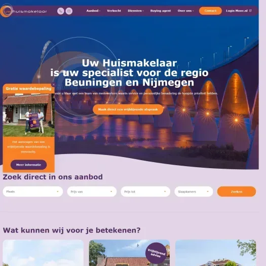 Screenshot van de website van www.uwhuismakelaar.info
