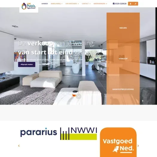 Screenshot van de website van www.uwpaleis.nl