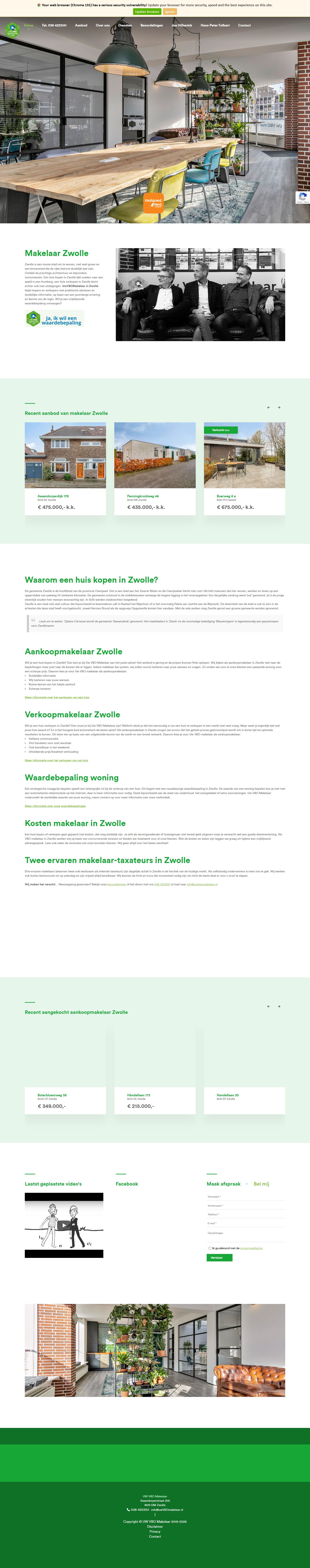 Screenshot van de website van www.uwvbomakelaar.nl