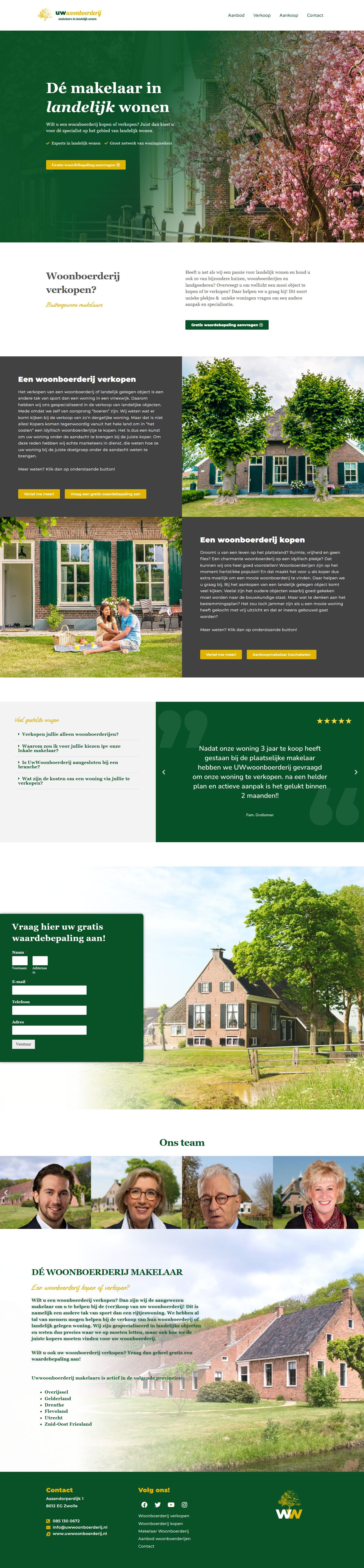 Screenshot van de website van www.uwwoonboerderij.nl