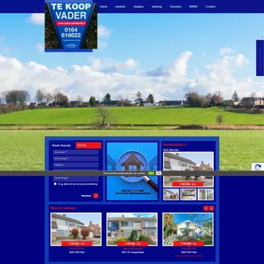 Screenshot der Website von www.vadermakelaardij.nl