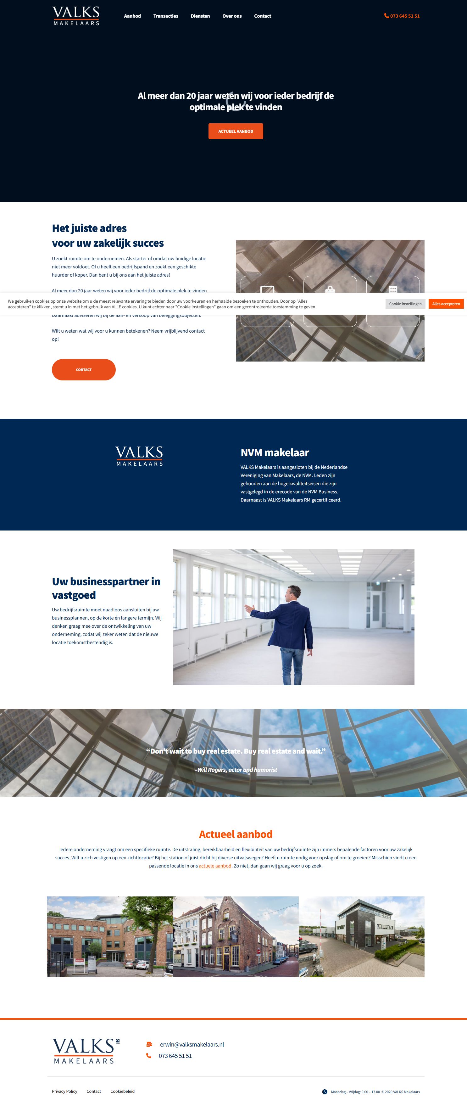 Screenshot van de website van www.valksbedrijfsmakelaars.nl