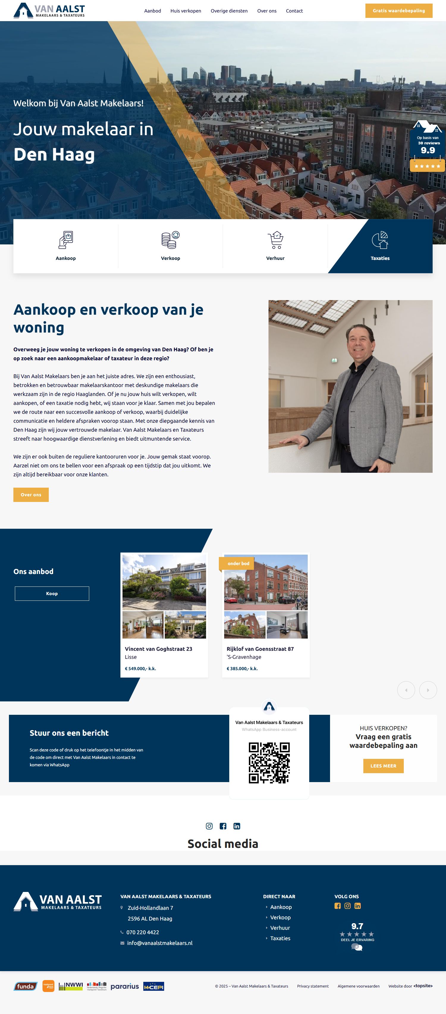 Screenshot van de website van www.vanaalstmakelaars.nl