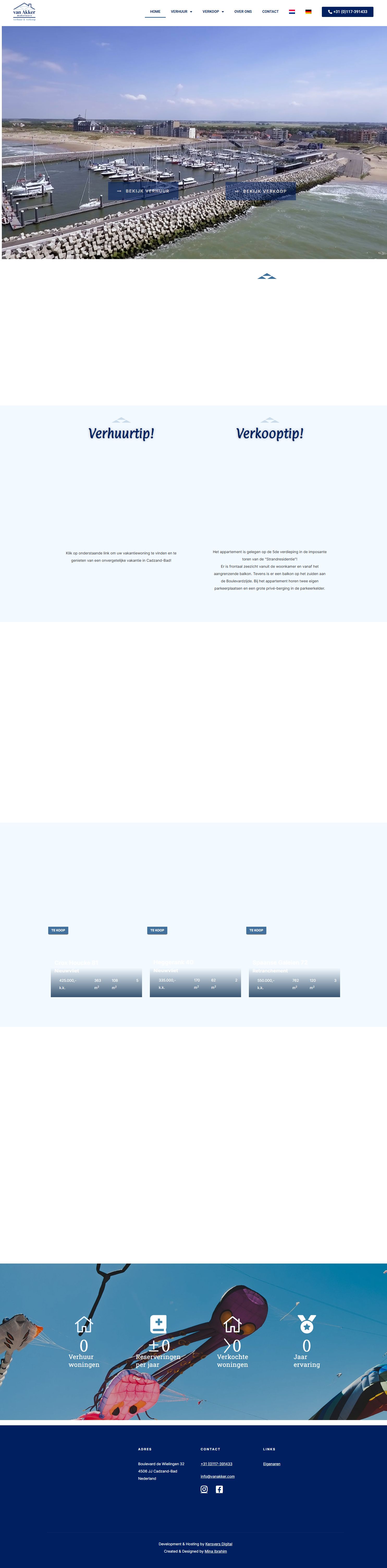 Screenshot van de website van www.vanakker.com