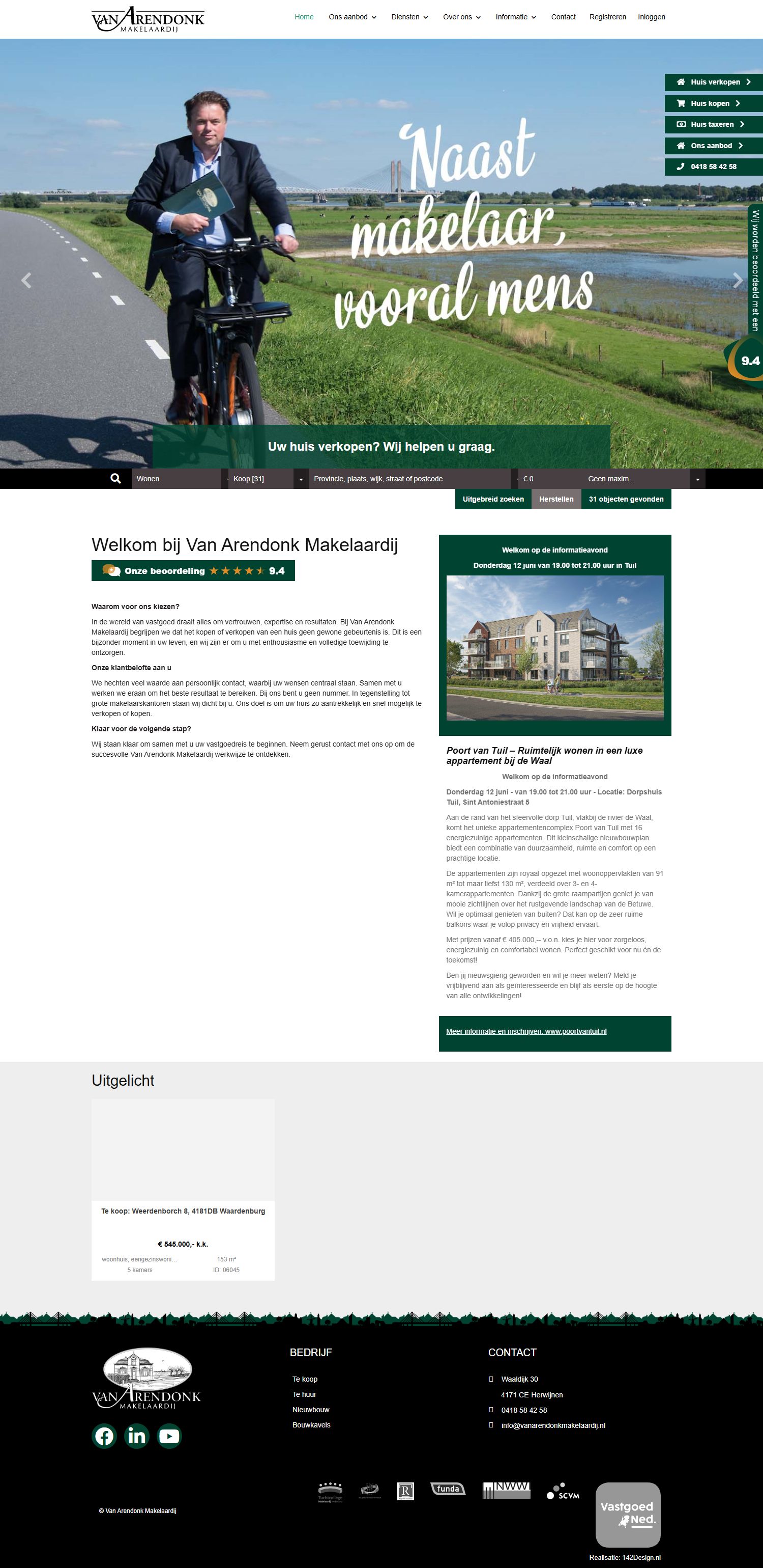 Foto van het kantoor van Van Arendonk Makelaardij | West Betuwe