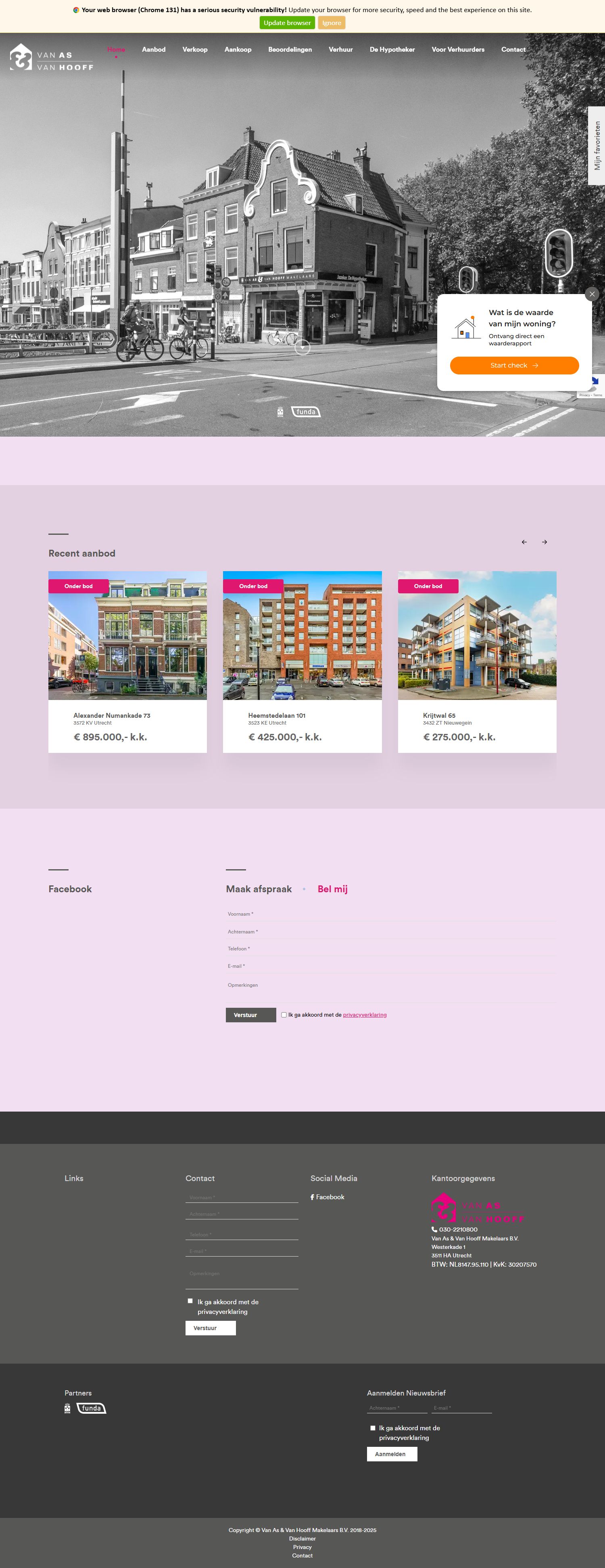 Screenshot van de website van www.vanasenvanhooff.nl