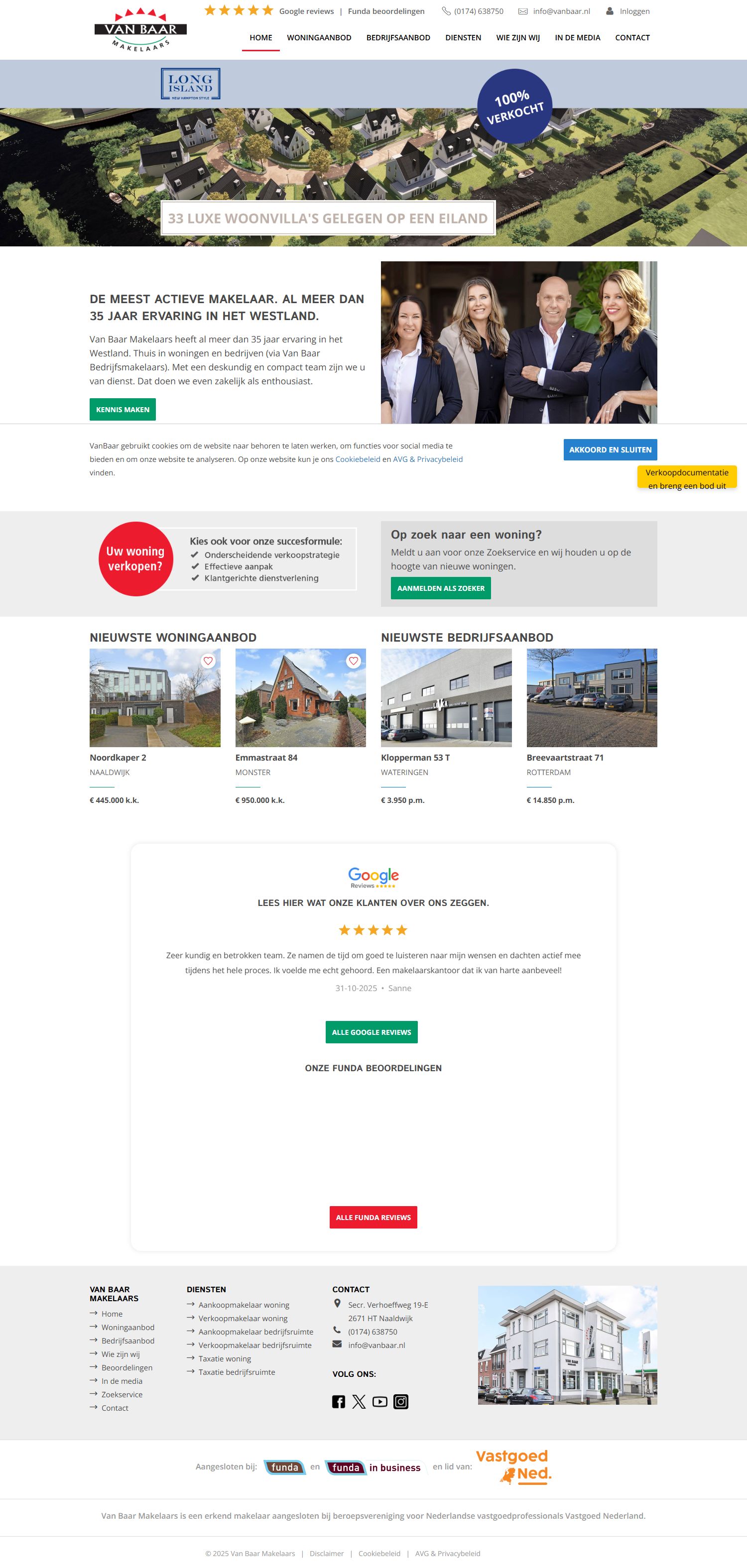 Screenshot van de website van www.vanbaar.nl