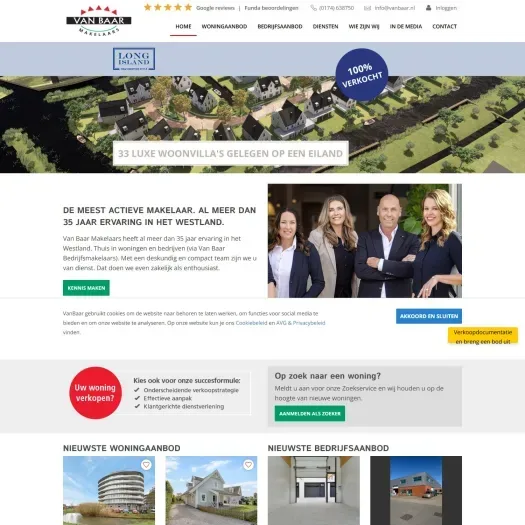 Screenshot of the website of www.vanbaar.nl