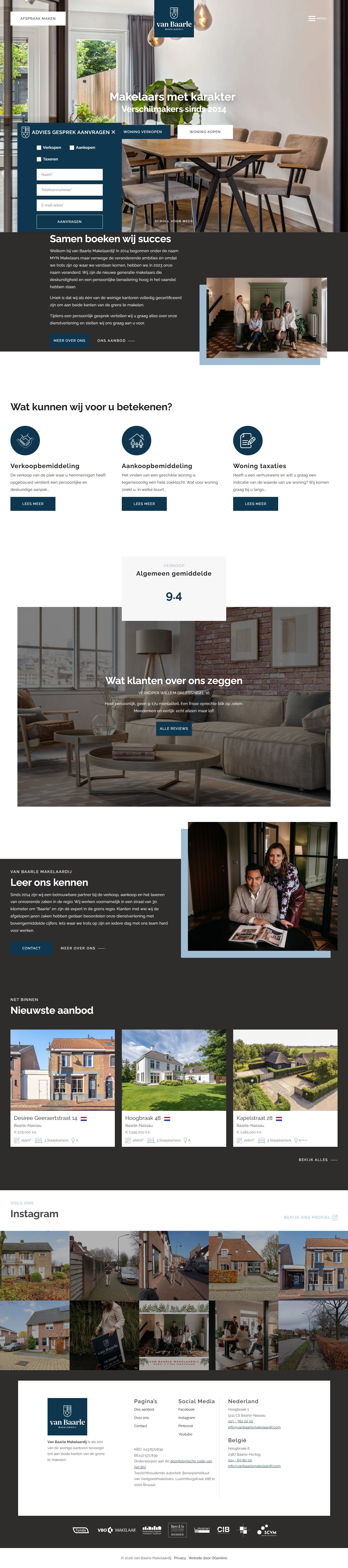 Screenshot van de website van www.vanbaarlemakelaardij.com
