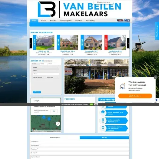 Screenshot van de website van www.vanbeilenmakelaars.nl