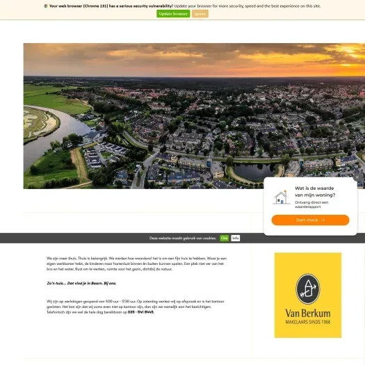 Screenshot of the website of www.vanberkummakelaars.nl