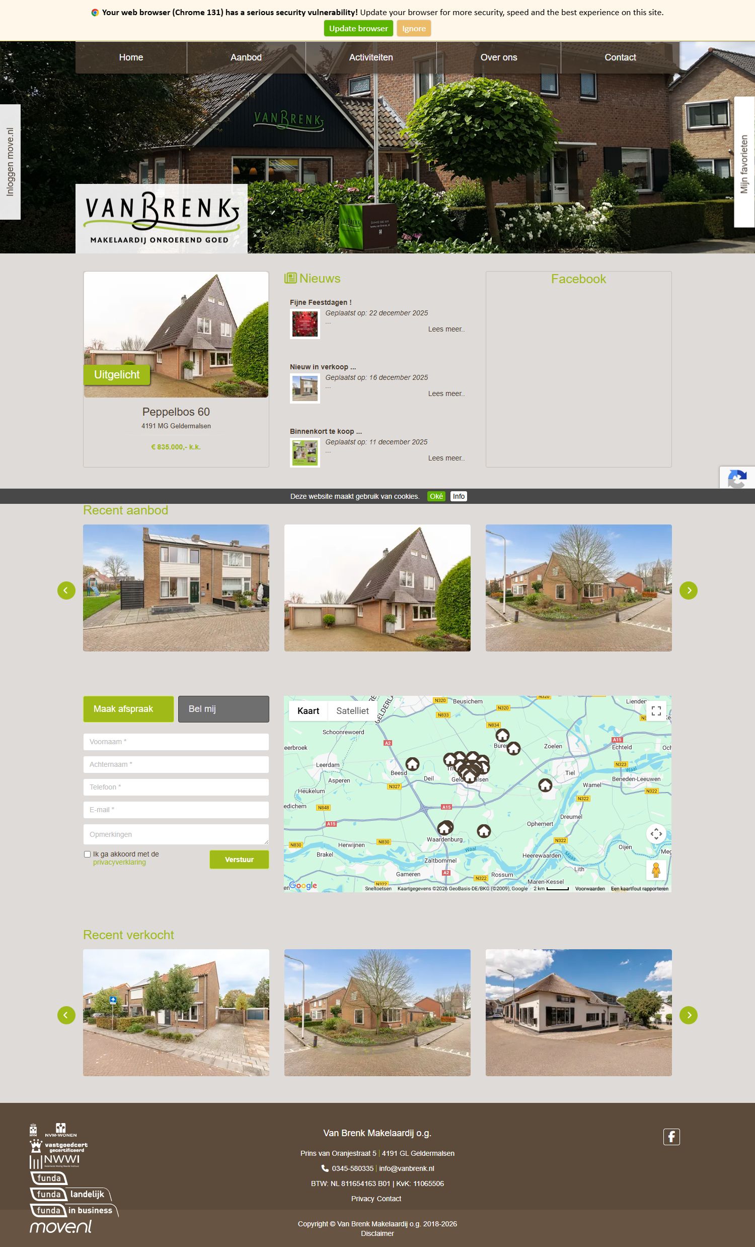 Screenshot van de website van www.vanbrenk.nl