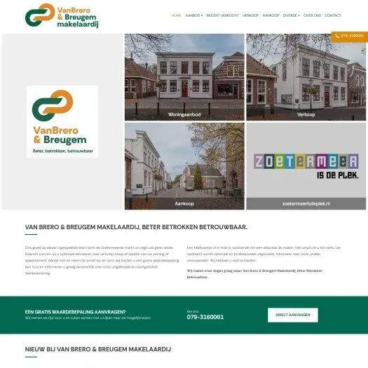 Screenshot van de website van www.vanbrero-breugem.nl