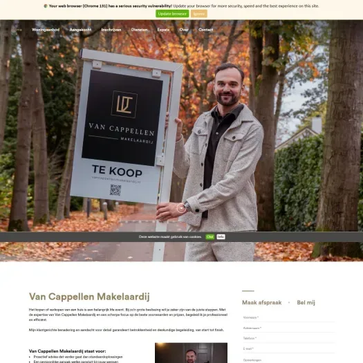Capture d'écran du site web de www.vancappellenmakelaardij.nl